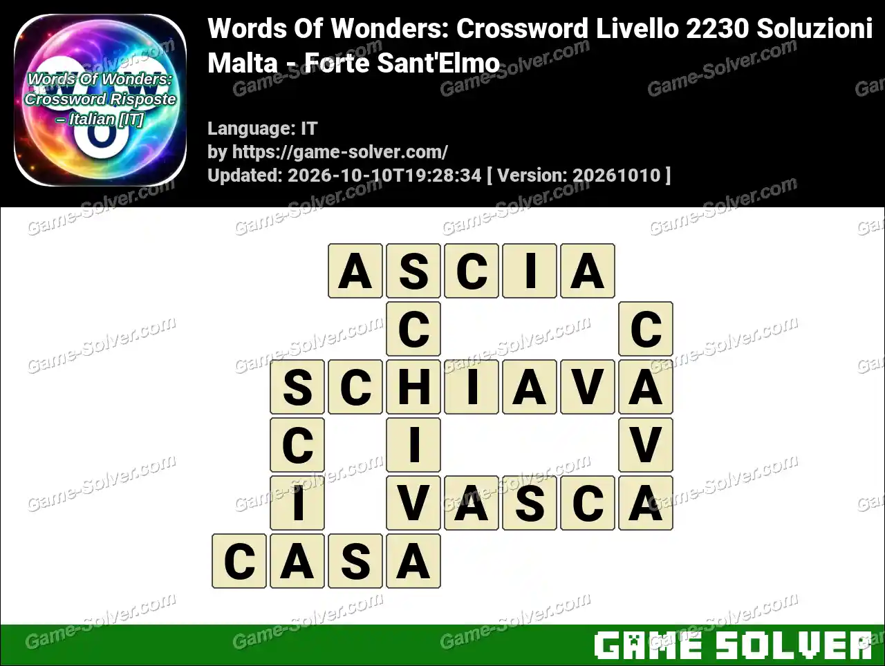 Words Of Wonders: Crossword Livello 2230 Soluzioni – Malta – Forte Sant’Elmo